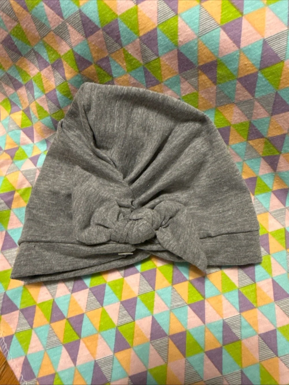 Girls Pink Floral Knot Turban Hat - Stretchy Knit Kids Headwrap